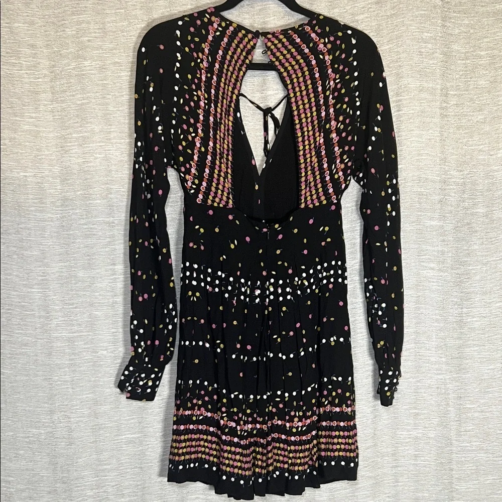 Free People Artsy Multicolor Long Sleeve Cutout Dress Size Small